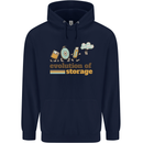 Storage Evolution Retro HD Drive USB Stick CD Mens 80% Cotton Hoodie Navy Blue
