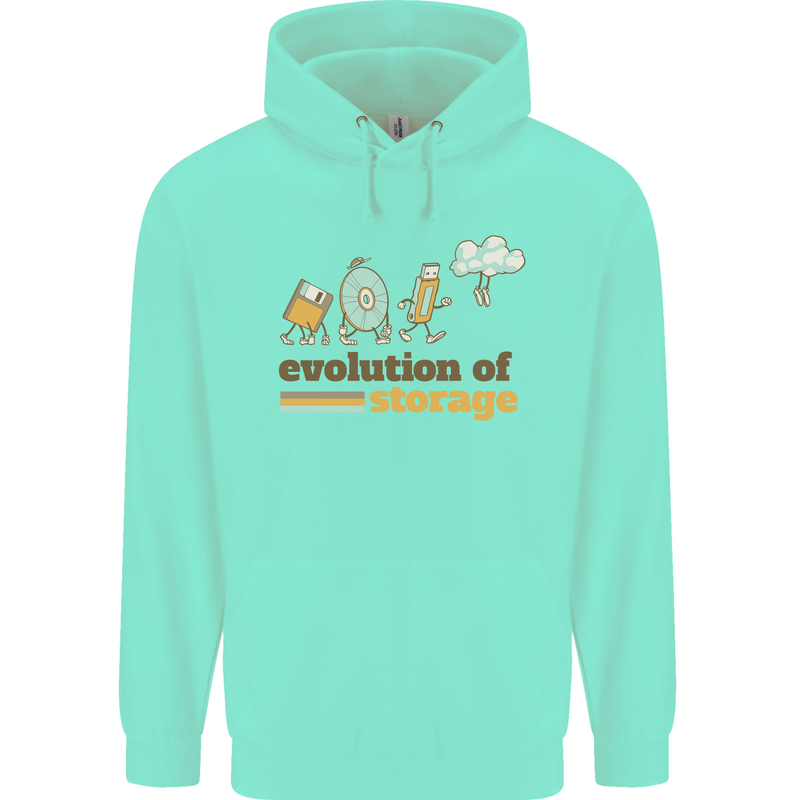 Storage Evolution Retro HD Drive USB Stick CD Mens 80% Cotton Hoodie Peppermint