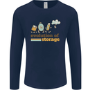 Storage Evolution Retro HD Drive USB Stick CD Mens Long Sleeve T-Shirt Navy Blue