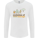 Storage Evolution Retro HD Drive USB Stick CD Mens Long Sleeve T-Shirt White