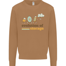 Storage Evolution Retro HD Drive USB Stick CD Mens Sweatshirt Jumper Caramel Latte