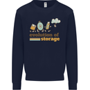 Storage Evolution Retro HD Drive USB Stick CD Mens Sweatshirt Jumper Navy Blue