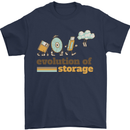 Storage Evolution Retro HD Drive USB Stick CD Mens T-Shirt 100% Cotton Navy Blue