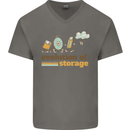 Storage Evolution Retro HD Drive USB Stick CD Mens V-Neck Cotton T-Shirt Charcoal