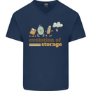 Storage Evolution Retro HD Drive USB Stick CD Mens V-Neck Cotton T-Shirt Navy Blue