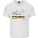 Storage Evolution Retro HD Drive USB Stick CD Mens V-Neck Cotton T-Shirt White