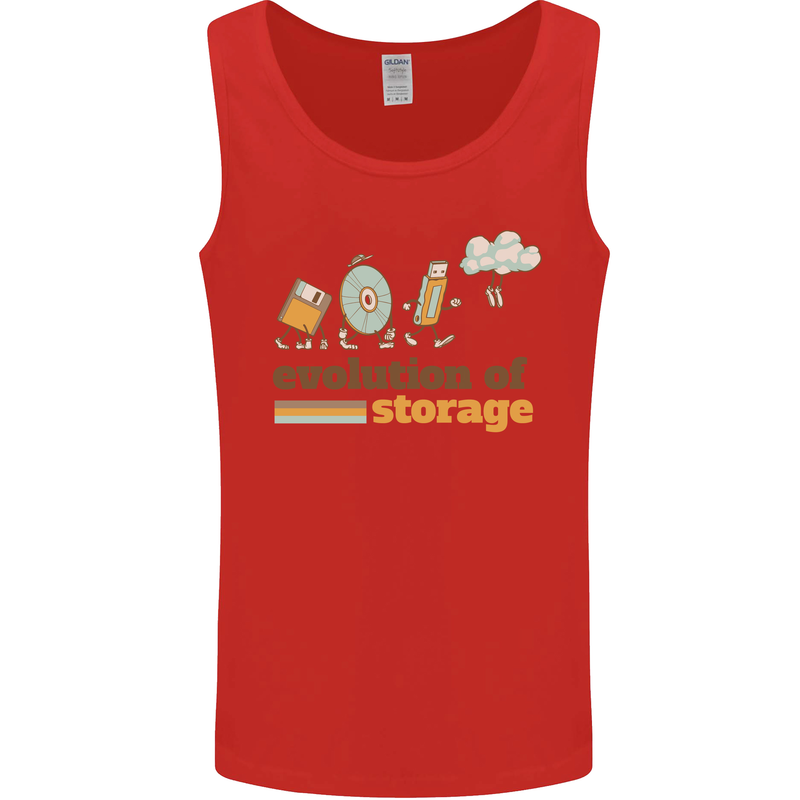Storage Evolution Retro HD Drive USB Stick CD Mens Vest Tank Top Red