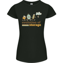 Storage Evolution Retro HD Drive USB Stick CD Womens Petite Cut T-Shirt Black