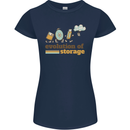 Storage Evolution Retro HD Drive USB Stick CD Womens Petite Cut T-Shirt Navy Blue