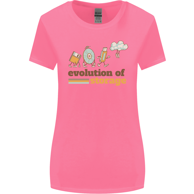 Storage Evolution Retro HD Drive USB Stick CD Womens Wider Cut T-Shirt Azalea