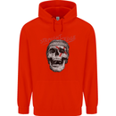 Straight Edge Skull Biker Motorcycle Childrens Kids Hoodie Bright Red