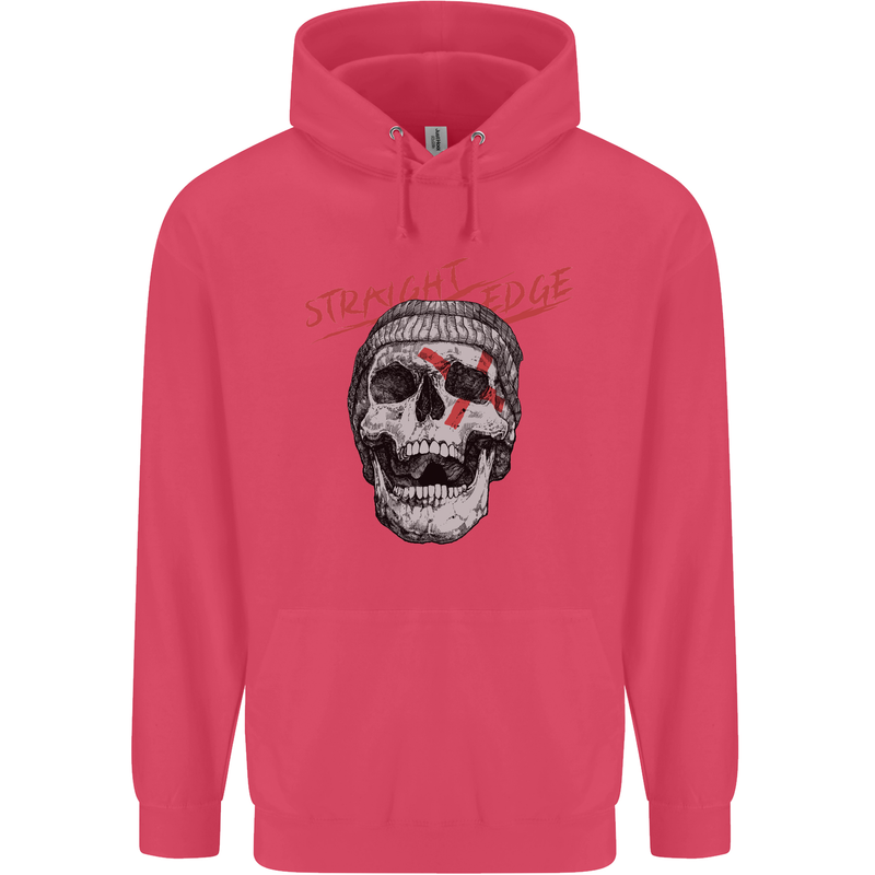 Straight Edge Skull Biker Motorcycle Childrens Kids Hoodie Heliconia