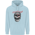 Straight Edge Skull Biker Motorcycle Childrens Kids Hoodie Light Blue