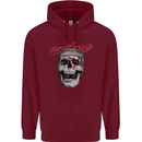 Straight Edge Skull Biker Motorcycle Childrens Kids Hoodie Maroon