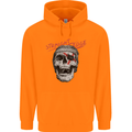 Straight Edge Skull Biker Motorcycle Childrens Kids Hoodie Orange