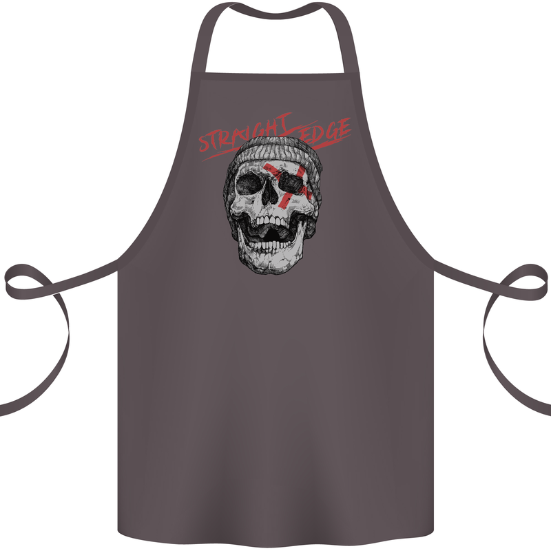 Straight Edge Skull Biker Motorcycle Cotton Apron 100% Organic Dark Grey