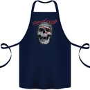Straight Edge Skull Biker Motorcycle Cotton Apron 100% Organic Navy Blue