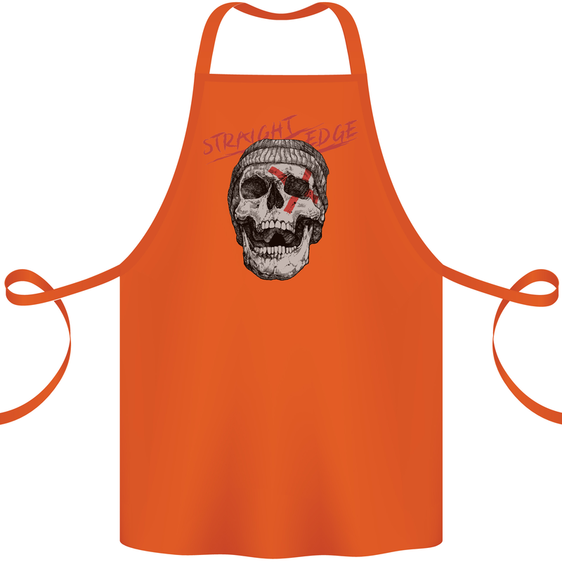 Straight Edge Skull Biker Motorcycle Cotton Apron 100% Organic Orange