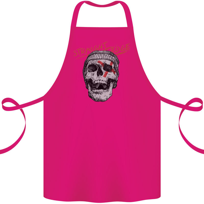 Straight Edge Skull Biker Motorcycle Cotton Apron 100% Organic Pink