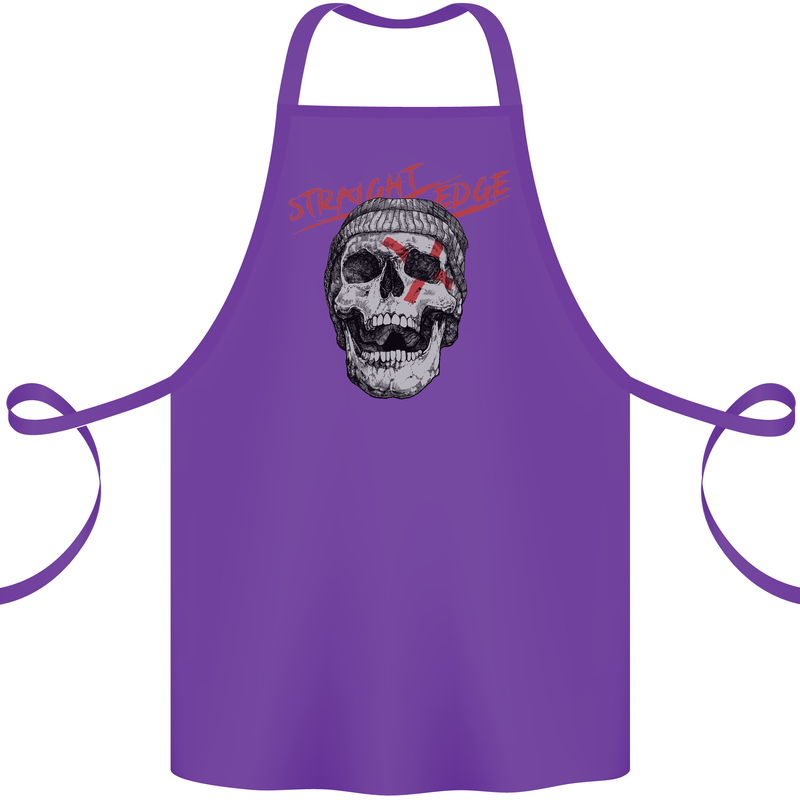 Straight Edge Skull Biker Motorcycle Cotton Apron 100% Organic Purple