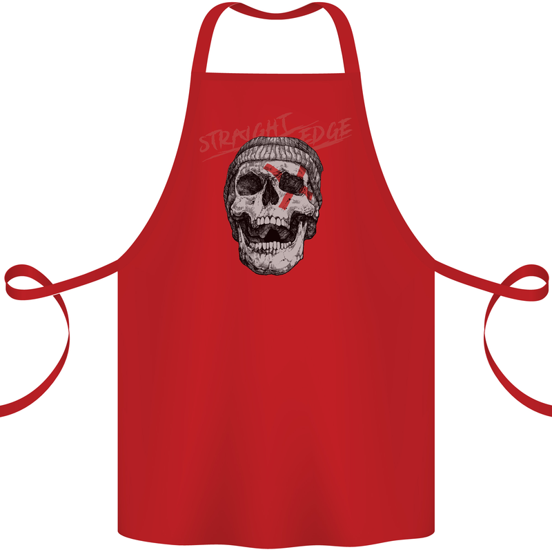 Straight Edge Skull Biker Motorcycle Cotton Apron 100% Organic Red