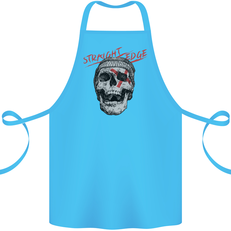 Straight Edge Skull Biker Motorcycle Cotton Apron 100% Organic Turquoise