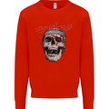 Straight Edge Skull Biker Motorcycle Kids Sweatshirt Jumper Bright Red