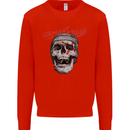 Straight Edge Skull Biker Motorcycle Kids Sweatshirt Jumper Bright Red