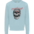 Straight Edge Skull Biker Motorcycle Kids Sweatshirt Jumper Light Blue