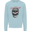 Straight Edge Skull Biker Motorcycle Kids Sweatshirt Jumper Light Blue