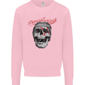 Straight Edge Skull Biker Motorcycle Kids Sweatshirt Jumper Light Pink