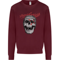 Straight Edge Skull Biker Motorcycle Kids Sweatshirt Jumper Maroon