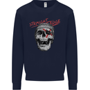 Straight Edge Skull Biker Motorcycle Kids Sweatshirt Jumper Navy Blue