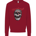 Straight Edge Skull Biker Motorcycle Kids Sweatshirt Jumper Red
