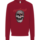 Straight Edge Skull Biker Motorcycle Kids Sweatshirt Jumper Red