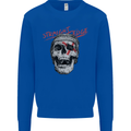 Straight Edge Skull Biker Motorcycle Kids Sweatshirt Jumper Royal Blue