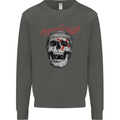Straight Edge Skull Biker Motorcycle Kids Sweatshirt Jumper Storm Grey