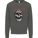 Straight Edge Skull Biker Motorcycle Kids Sweatshirt Jumper Storm Grey