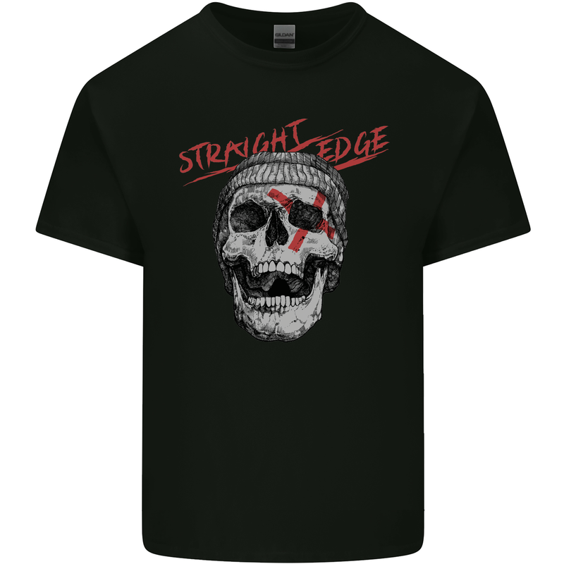 Straight Edge Skull Biker Motorcycle Kids T-Shirt Childrens Black