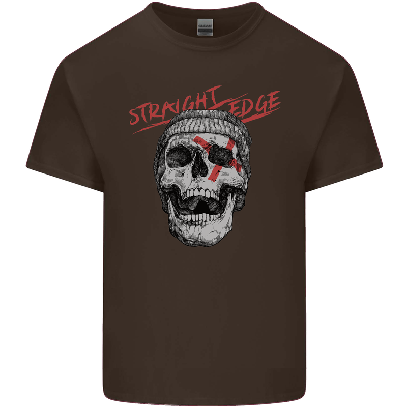 Straight Edge Skull Biker Motorcycle Kids T-Shirt Childrens Chocolate