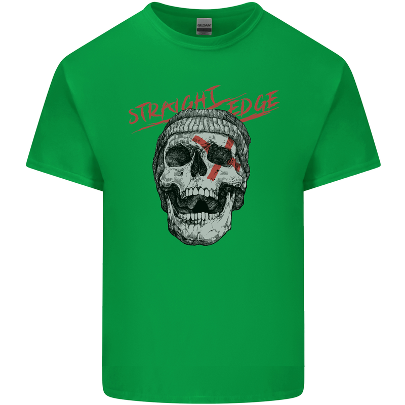 Straight Edge Skull Biker Motorcycle Kids T-Shirt Childrens Irish Green