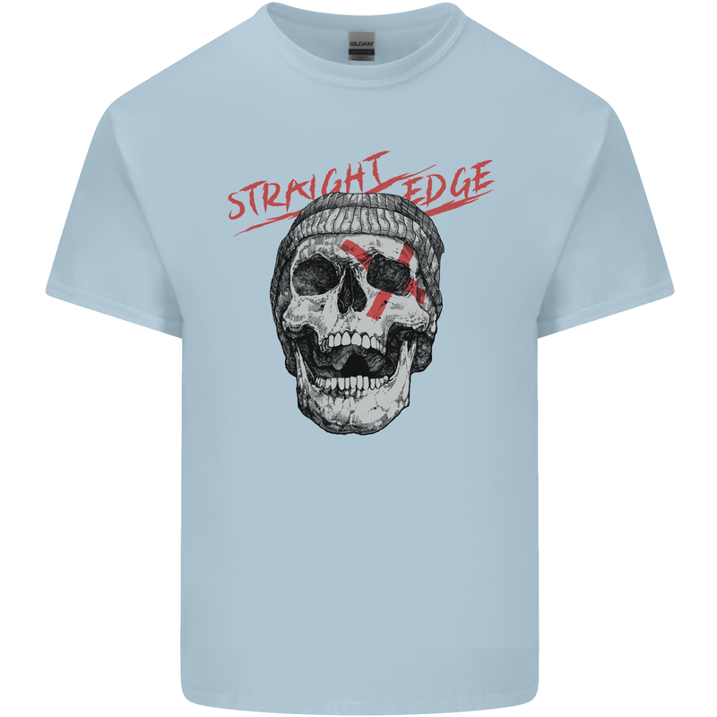 Straight Edge Skull Biker Motorcycle Kids T-Shirt Childrens Light Blue