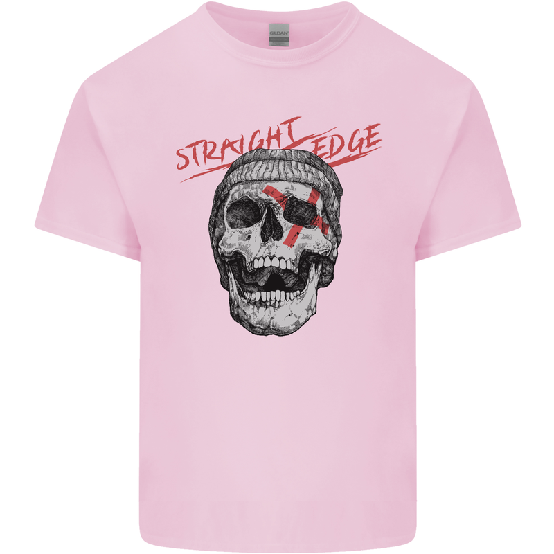 Straight Edge Skull Biker Motorcycle Kids T-Shirt Childrens Light Pink