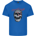 Straight Edge Skull Biker Motorcycle Kids T-Shirt Childrens Royal Blue