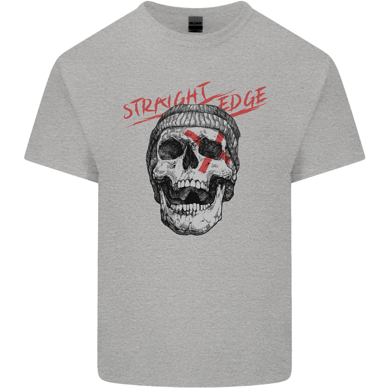 Straight Edge Skull Biker Motorcycle Kids T-Shirt Childrens Sports Grey