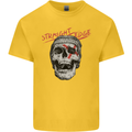 Straight Edge Skull Biker Motorcycle Kids T-Shirt Childrens Yellow