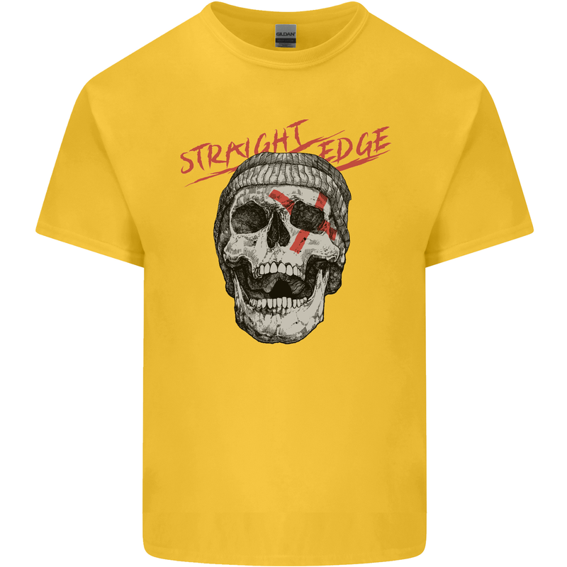 Straight Edge Skull Biker Motorcycle Kids T-Shirt Childrens Yellow