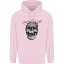 Straight Edge Skull Biker Motorcycle Mens 80% Cotton Hoodie Light Pink