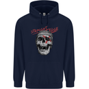 Straight Edge Skull Biker Motorcycle Mens 80% Cotton Hoodie Navy Blue