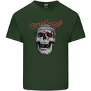 Straight Edge Skull Biker Motorcycle Mens Cotton T-Shirt Tee Top Forest Green